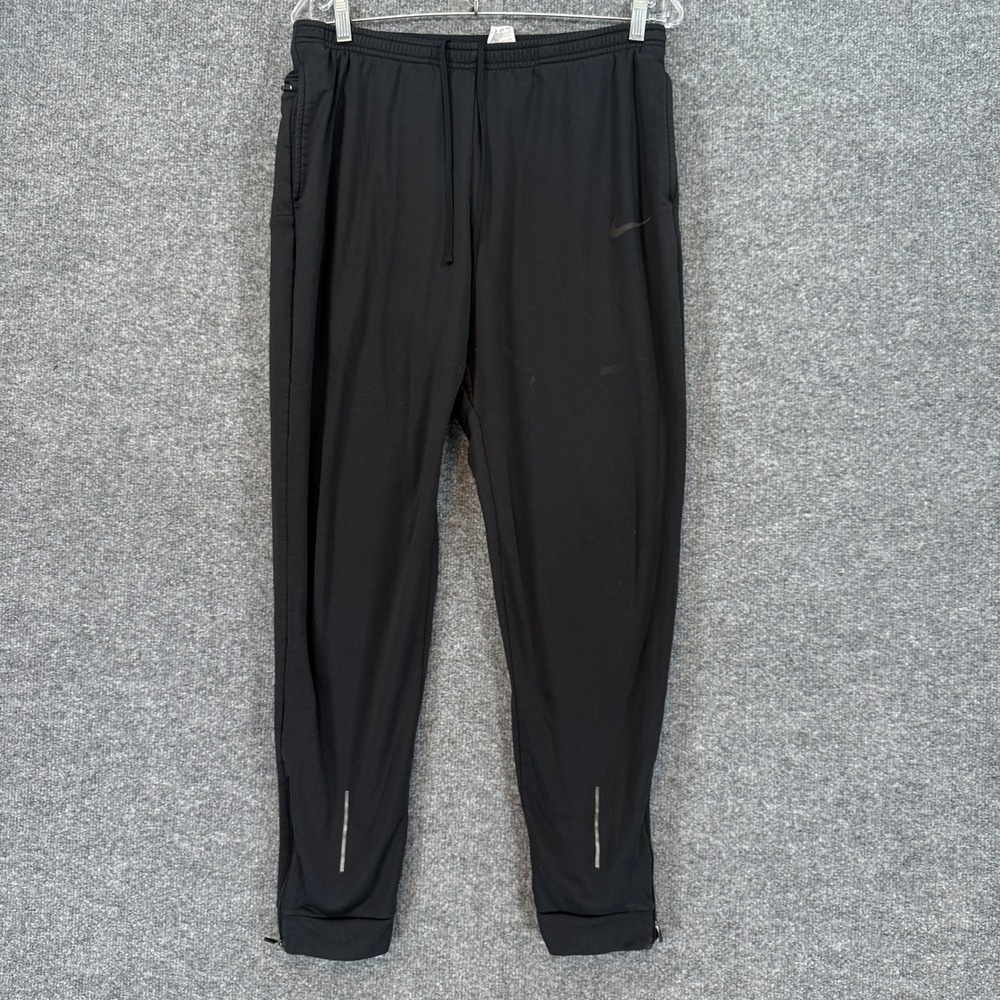 Nike Jogger Pants Mens Medium Black Reflective Ankle Zip Athletic Sweatpants